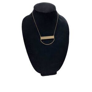 Matte Gold Women's Half Moon Bar Disc Necklace